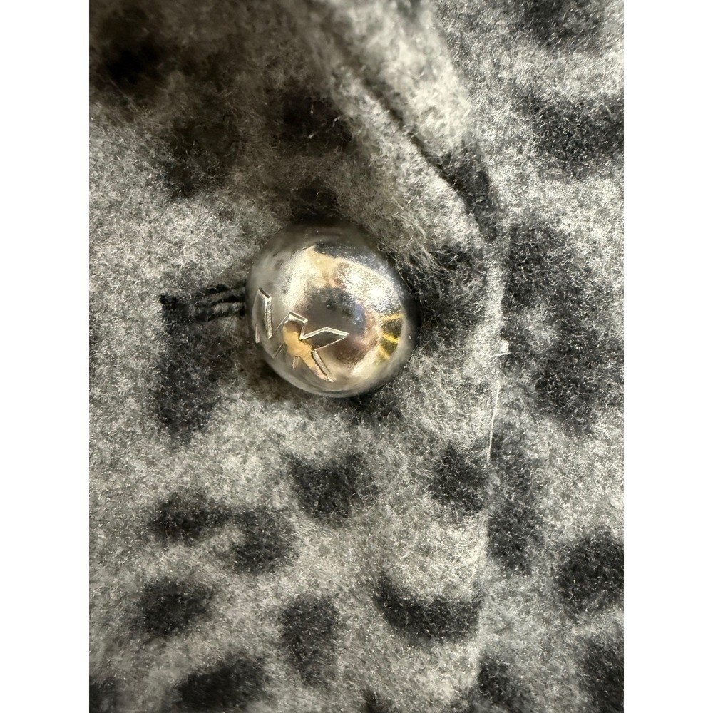Michael Kors Leopard Print Fuzzy Coat – Size Medium Faux Wool Blazer Peacoat - Picture 8 of 8